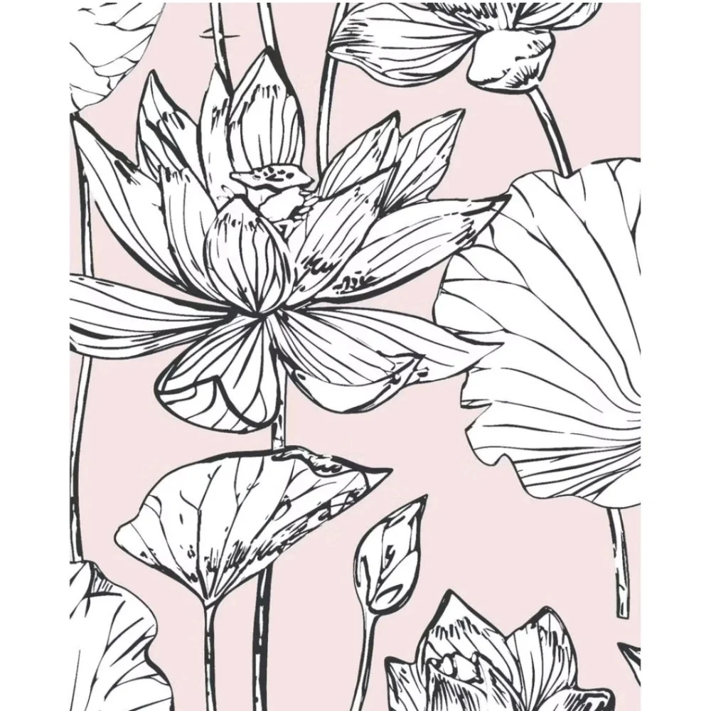 NextWall Lotus Floral Peel and Stick Wallpaper Light Pink